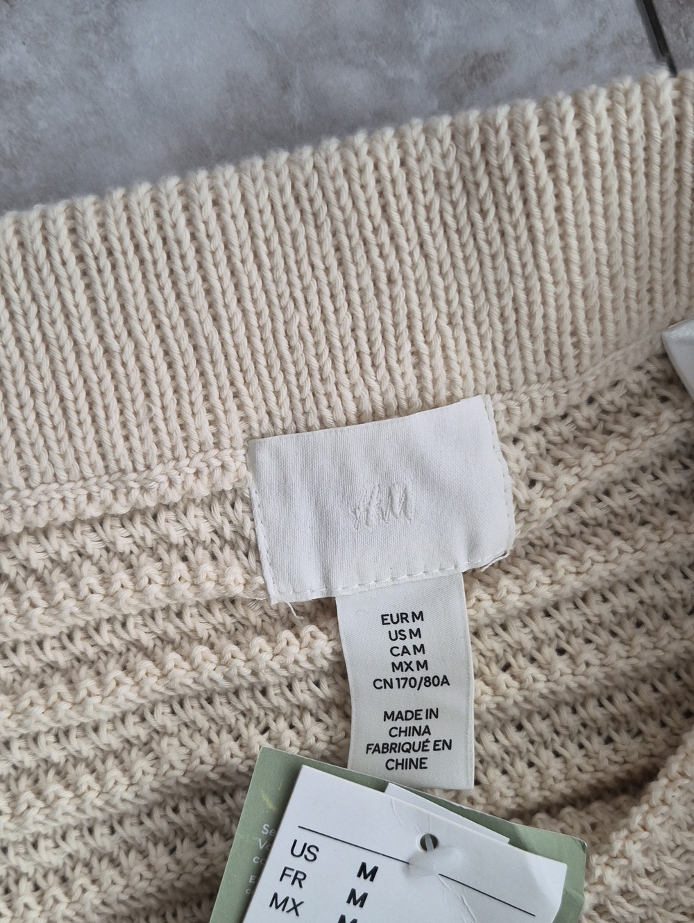 H & M NWT CREAM KNIT CROCHET COTTON BLEND FRINGE BOTTOM STRECH PENCIL SKIRT - Picture 3 of 7